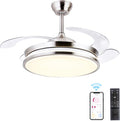 Retractable Ceiling Fans with Lights,42 Inch Modern Low Profile Bladeless LED Ceiling Fan Lights with Remote Control Smart