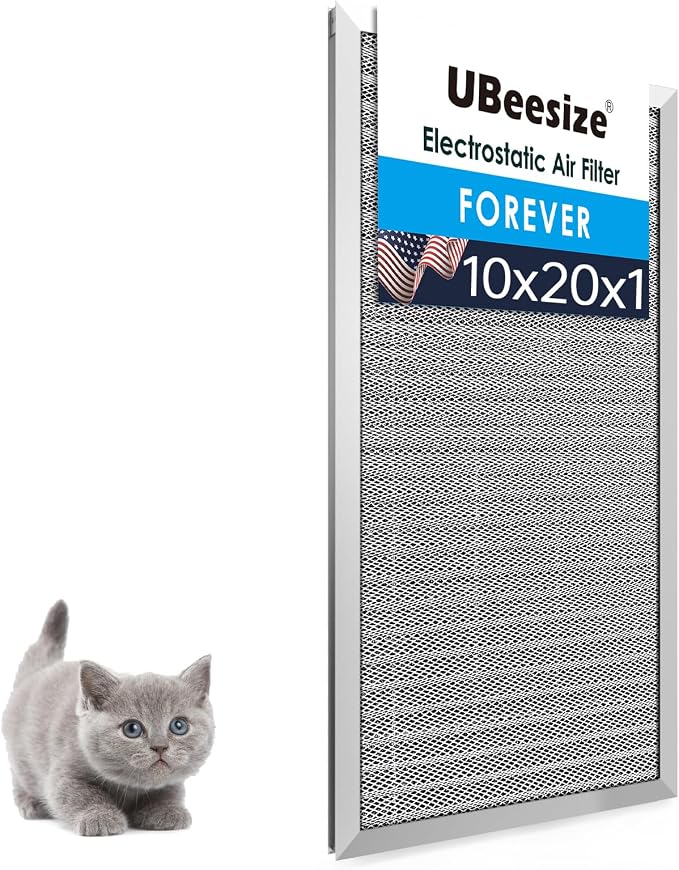 Reusable 10x20x1 Air Filter Electrostatic HVAC AC Furnace Filter,MERV 8,Washable,Lasts a Lifetime,Permanent Air