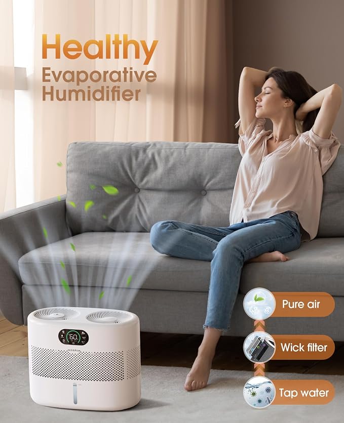Reuseable Wick Evaporative Humidifier for Bedroom Quiet everyday comfort Baby Humidifier, No White Dust, alternate product