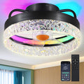 RGB Ceiling Fans with Lights and Remote, 13'' Low Profile Ceiling Fans, LED Bladeless Modern Flush Mount Ceiling Fan Light