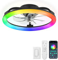 RGB Low Profile Ceiling Fans with Lights and Remote, 20 Inch Dimmable Modern Fan Light(3000K-6000K), 6 Speed, Reversible, APP