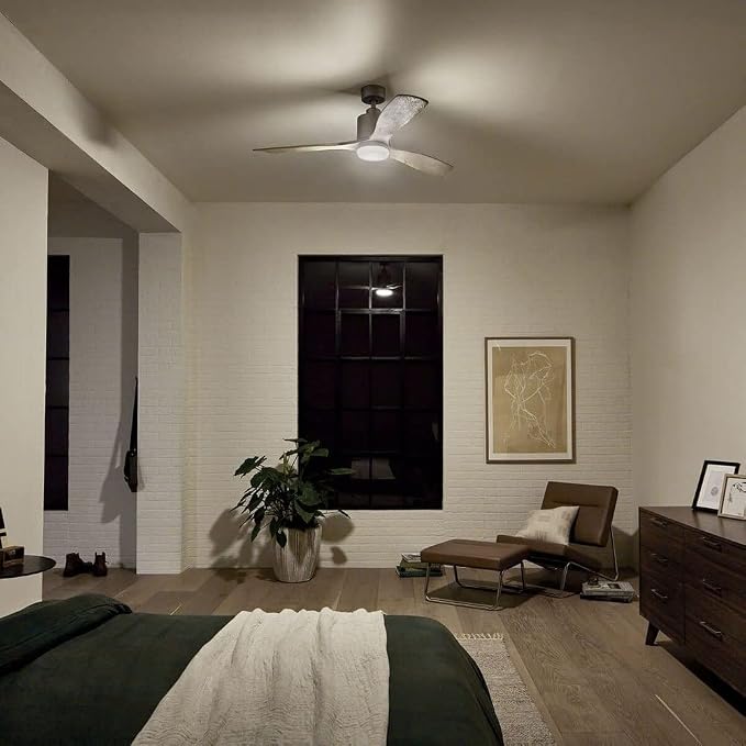 Ridley II 52" Ceiling Fan and Light Kit in Oil Brushed Bronze Walnut Blade Finish, 3-Blade LED Ceiling Fan, 3000K, (52" W x