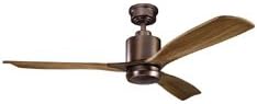 Ridley II 52" Ceiling Fan and Light Kit in Oil Brushed Bronze Walnut Blade Finish, 3-Blade LED Ceiling Fan, 3000K, (52" W x