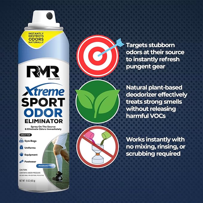 Xtreme Sport Odor Eliminator Spray - Heavy-Duty Equipment, Uniform, Gym, and Shoe Deodorizer, 15 Ounces, Fragrance-Free