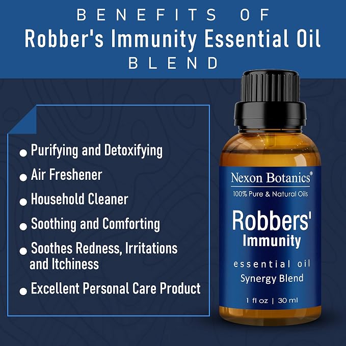 Robbers' Immunity Essential Oil Blend 30 ml - Immune Boost Aromatherapy for Diffusers - Natural Shield Against Impurities