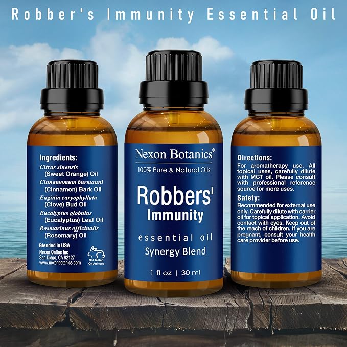 Robbers' Immunity Essential Oil Blend 30 ml - Immune Boost Aromatherapy for Diffusers - Natural Shield Against Impurities
