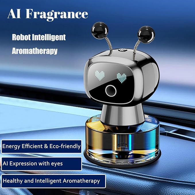 Robot Intelligent Aromatherapy Machine, Smart Cute Robot Car Air Freshener - Fine Spray/Fillable/Four-Gear