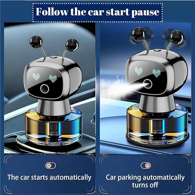 Robot Intelligent Aromatherapy Machine, Smart Cute Robot Car Air Freshener - Fine Spray/Fillable/Four-Gear