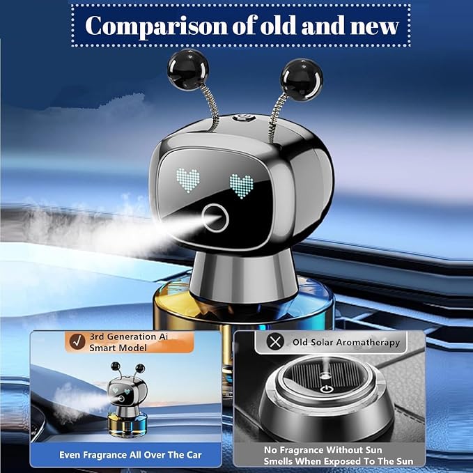 Robot Intelligent Aromatherapy Machine, Smart Cute Robot Car Air Freshener - Fine Spray/Fillable/Four-Gear