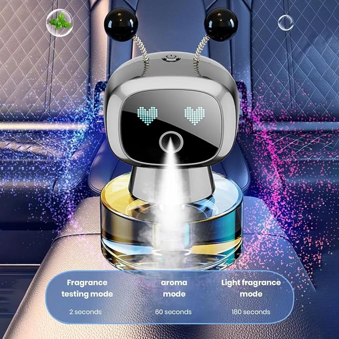 Robot Intelligent Aromatherapy Machine, Smart Cute Robot Car Air Freshener - Fine Spray/Fillable/Four-Gear