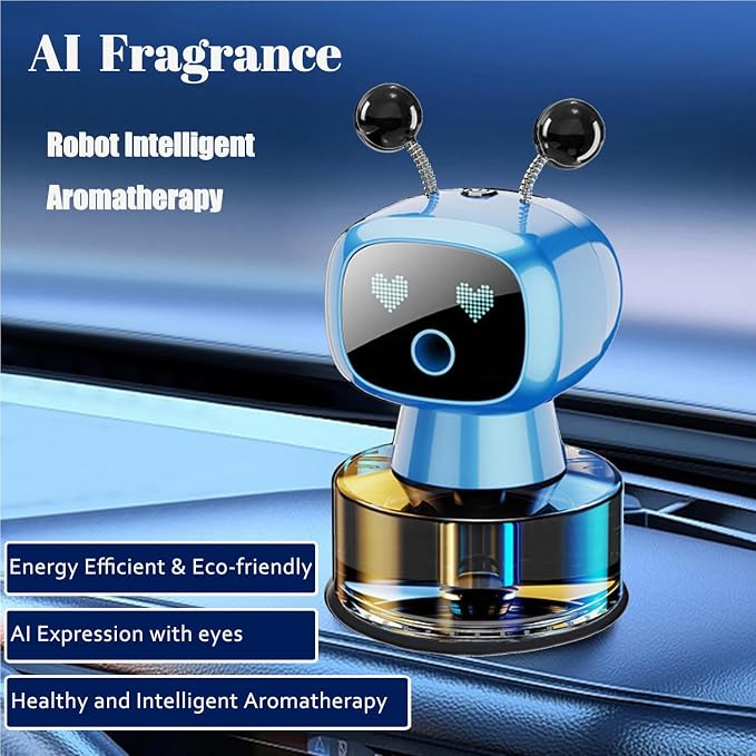 Robot Intelligent Aromatherapy Machine, Smart Cute Robot Car Air Freshener - Fine Spray/Fillable/Four-Gear