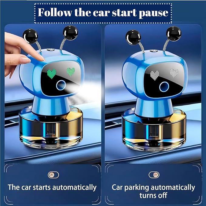 Robot Intelligent Aromatherapy Machine, Smart Cute Robot Car Air Freshener - Fine Spray/Fillable/Four-Gear