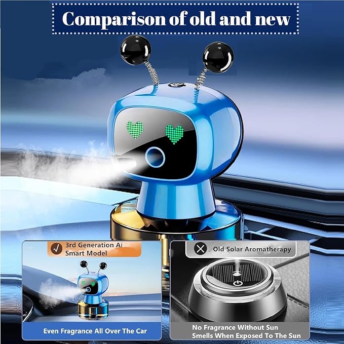 Robot Intelligent Aromatherapy Machine, Smart Cute Robot Car Air Freshener - Fine Spray/Fillable/Four-Gear
