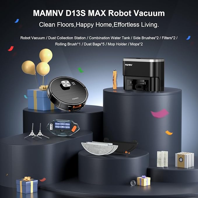 Robot Vacuum and Mop, 11500 Pa Suction, 3-in-1 Robotic Vacuum with Smart LiDAR Navigation, 90 Day Self-Emptying,160 Min