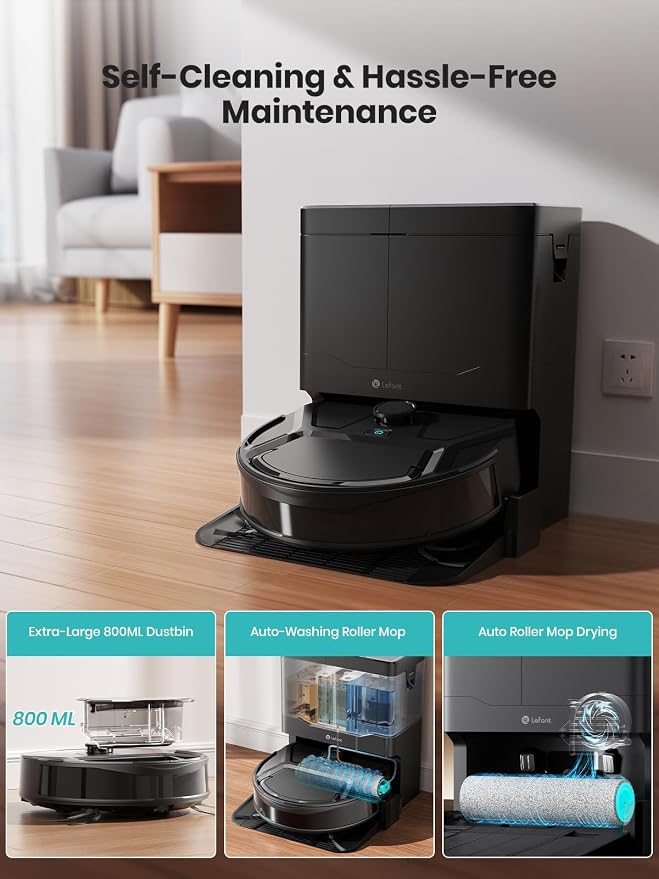 Robot Vacuum and Mop, 18000Pa Strong Suction, Self-Cleaning Roller Mop with Auto Drying, LiDAR Navigation & Obstacle