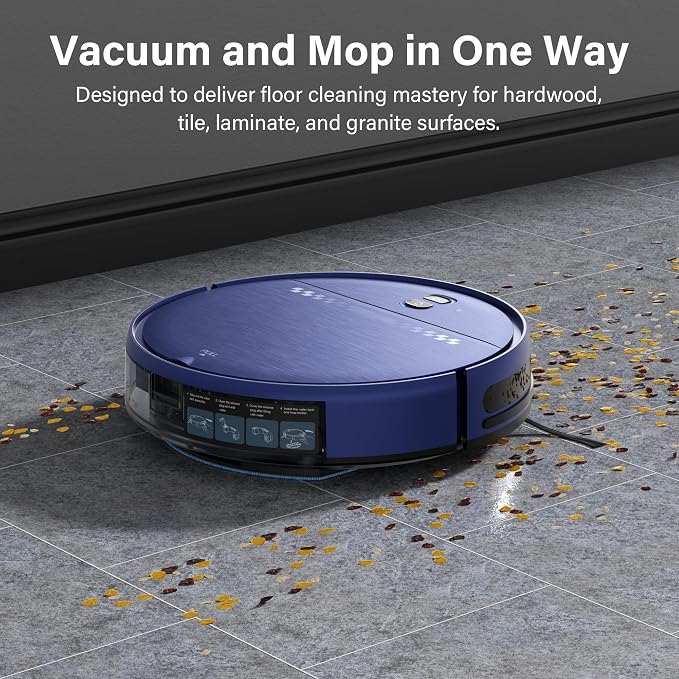 Robot Vacuum and Mop Combo, 2 in 1 Robotic Vacuum Cleaner for Pet Hair, Low Profile Automatic Vacuum Cleaner for Hard Floor