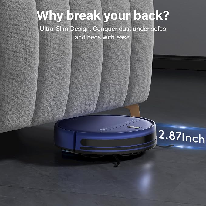 Robot Vacuum and Mop Combo, 2 in 1 Robotic Vacuum Cleaner for Pet Hair, Low Profile Automatic Vacuum Cleaner for Hard Floor