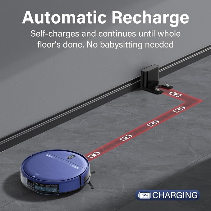 Robot Vacuum and Mop Combo, 2 in 1 Robotic Vacuum Cleaner for Pet Hair, Low Profile Automatic Vacuum Cleaner for Hard Floor