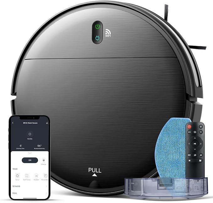 Robot Vacuum and Mop Combo, 2 in 1 Robotic Vacuum Cleaner with Schedule, App/Alexa/Voice Control, Ideal for Hard Floor, Pet