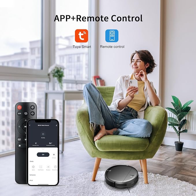 Robot Vacuum and Mop Combo, 2 in 1 Robotic Vacuum Cleaner with Schedule, App/Alexa/Voice Control, Ideal for Hard Floor, Pet