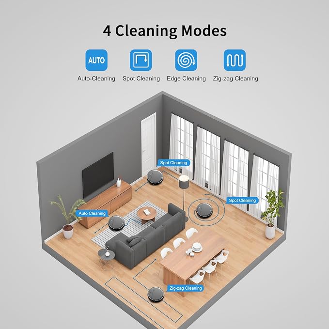 Robot Vacuum and Mop Combo, 2 in 1 Robotic Vacuum Cleaner with Schedule, App/Alexa/Voice Control, Ideal for Hard Floor, Pet