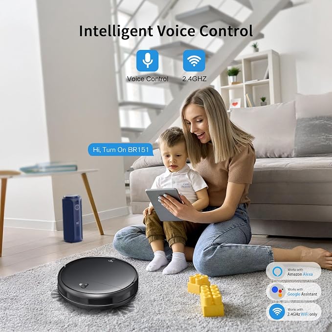 Robot Vacuum and Mop Combo, 2 in 1 Robotic Vacuum Cleaner with Schedule, App/Alexa/Voice Control, Ideal for Hard Floor, Pet