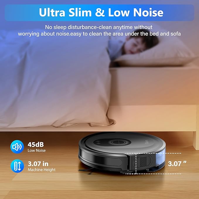 Robot Vacuum and Mop Combo, 5000Pa Robotic Vacuum Cleaner, 150 Min Max, App & Remote Control, Ideal for Hard Floor, Carpet