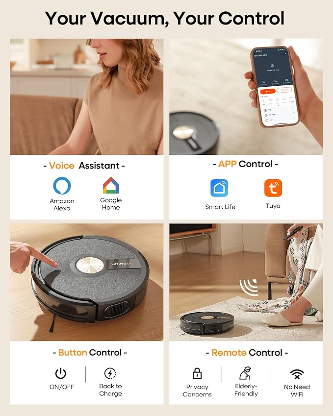 Robot Vacuum and Mop Combo,5000Pa Robotic Vacuum Cleaner,180mins Runtime Vacuum Robot with App/Remote/Alexa Control, Ideal
