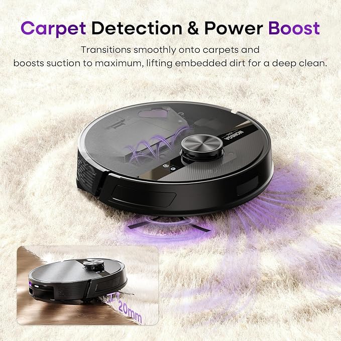 Robot Vacuum and Mop Combo, 7000Pa Robotic Vacuum with Lidar Navigation, 180mins Runtime, Tangle-Free Robot Mop, 5 Editable