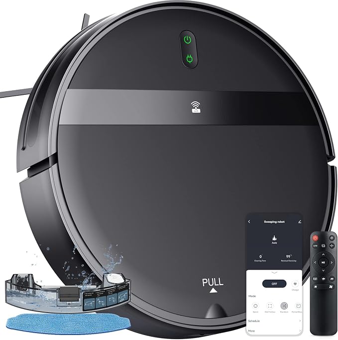 Robot Vacuum and Mop Combo, Tangle-Free Powerful Suction, Robotic Vacuum Cleaner - Alexa & App Scheduling, Long Runtime