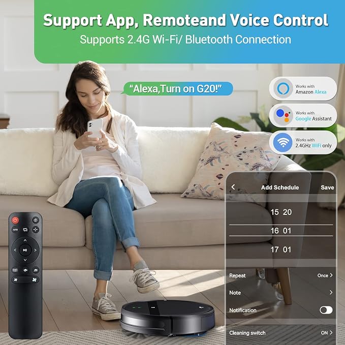 Robot Vacuum and Mop Combo, Tangle-Free Powerful Suction, Robotic Vacuum Cleaner - Alexa & App Scheduling, Long Runtime