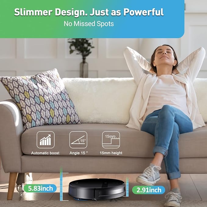 Robot Vacuum and Mop Combo, Tangle-Free Powerful Suction, Robotic Vacuum Cleaner - Alexa & App Scheduling, Long Runtime
