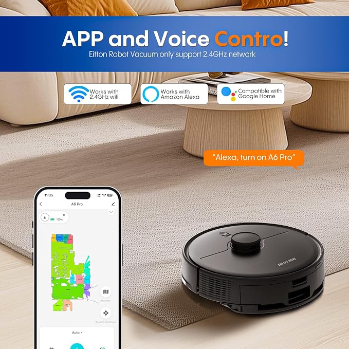 Robot Vacuum and Mop, Robot Vacuum Self Emptying with 5000Pa Suction, 3-in-1 LiDAR Navigation, Home Mapping, No-Go Zones, Up
