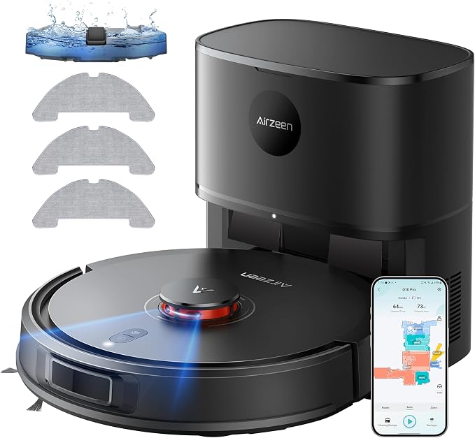 Robot Vacuum and Mop, Self-Emptying Robot Vacuum Cleaner with 6000Pa Suction, Laser Navigator with Smart Mapping Robotic