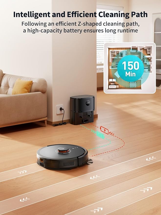 Robot Vacuum and Mop, Self-Emptying Robot Vacuum Cleaner with 6000Pa Suction, Laser Navigator with Smart Mapping Robotic