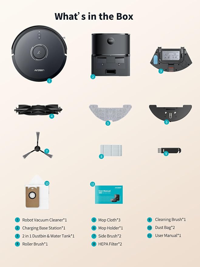 Robot Vacuum and Mop, Self-Emptying Robot Vacuum Cleaner with 6000Pa Suction, Laser Navigator with Smart Mapping Robotic