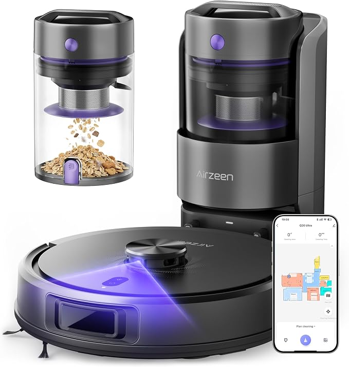 Robot Vacuum and Mop, Upgraded Bagless Robot Vacuum Cleaner with Self-Emptying, 6000Pa Robotic Vacuum with LiDAR Navigation