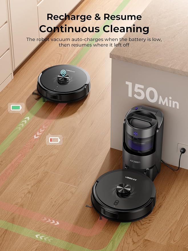 Robot Vacuum and Mop, Upgraded Bagless Robot Vacuum Cleaner with Self-Emptying, 6000Pa Robotic Vacuum with LiDAR Navigation