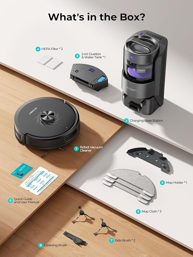 Robot Vacuum and Mop, Upgraded Bagless Robot Vacuum Cleaner with Self-Emptying, 6000Pa Robotic Vacuum with LiDAR Navigation
