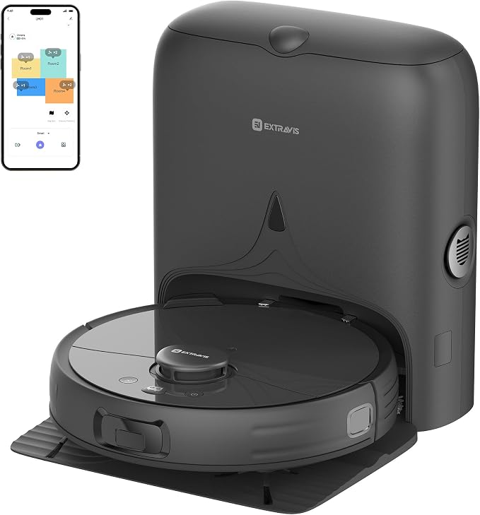 Robot Vacuum and Mop, V5 Tangle Cutter Technology for Pet Hair, 8500Pa Suction, Self Emptying Station for 75 Days, LDS