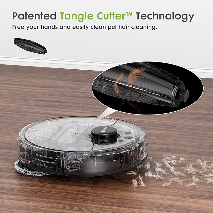 Robot Vacuum and Mop, V5 Tangle Cutter Technology for Pet Hair, 8500Pa Suction, Self Emptying Station for 75 Days, LDS