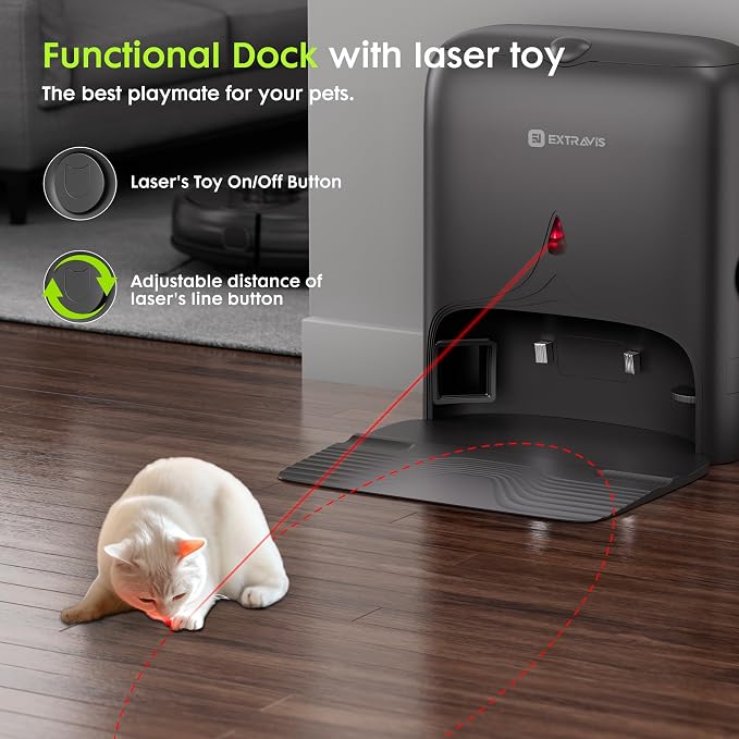 Robot Vacuum and Mop, V5 Tangle Cutter Technology for Pet Hair, 8500Pa Suction, Self Emptying Station for 75 Days, LDS
