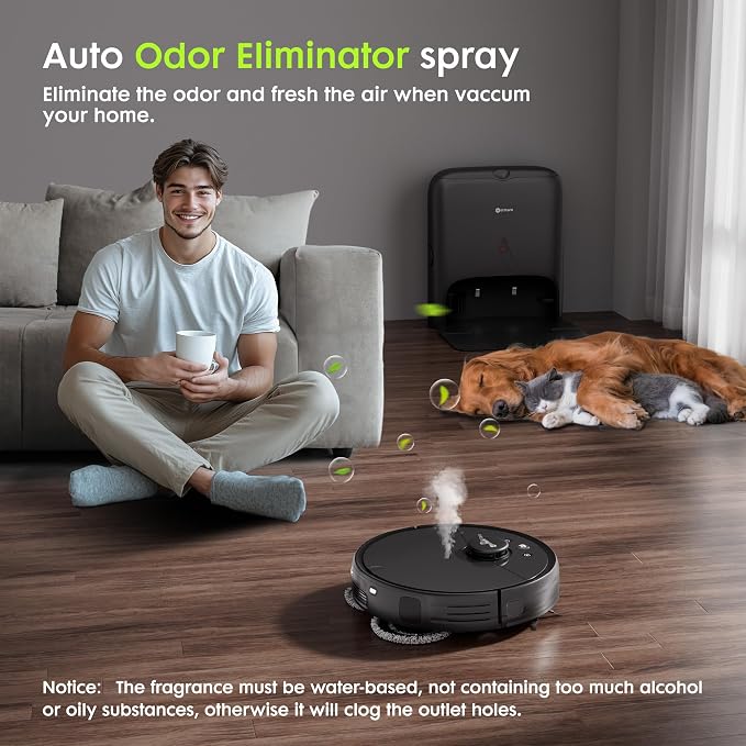 Robot Vacuum and Mop, V5 Tangle Cutter Technology for Pet Hair, 8500Pa Suction, Self Emptying Station for 75 Days, LDS