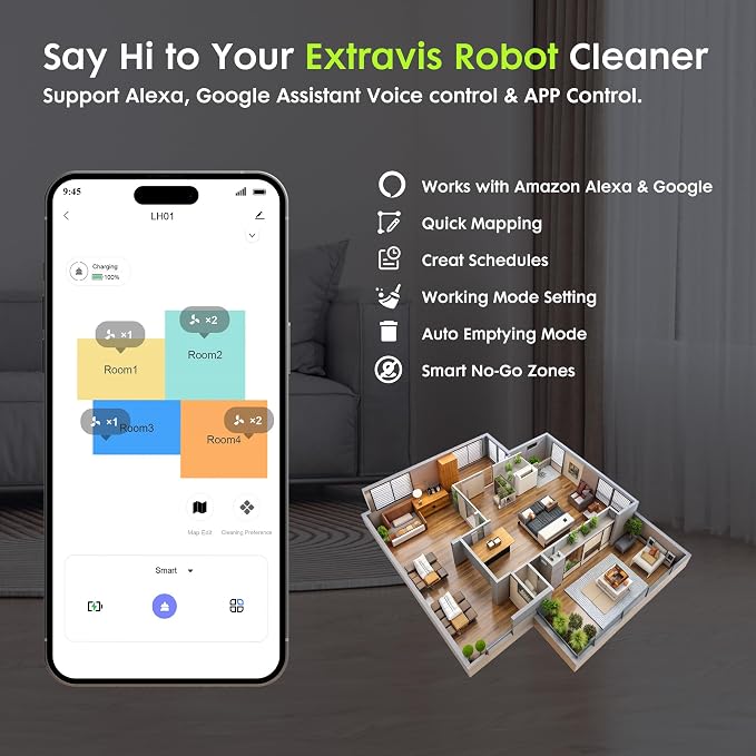 Robot Vacuum and Mop, V5 Tangle Cutter Technology for Pet Hair, 8500Pa Suction, Self Emptying Station for 75 Days, LDS