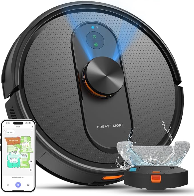 Robot Vacuum and Mop with Mapping, LiDAR Navigation Robotic Vacuums with 5000Pa, Self-Recharging, Wi-Fi/App/Alexa