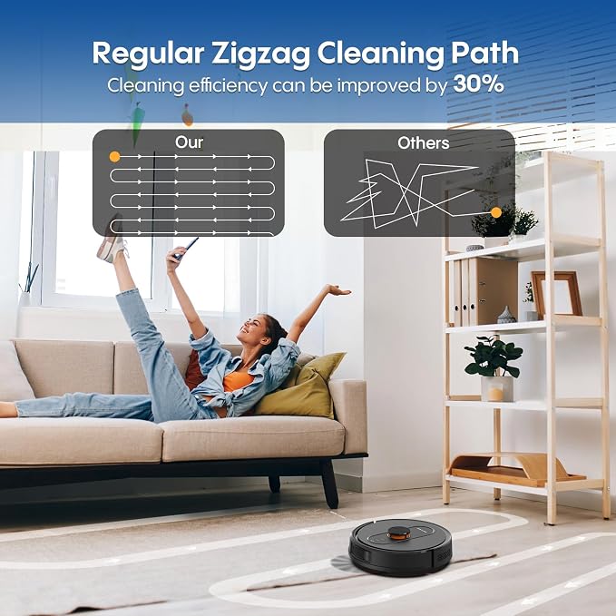 Robot Vacuum and Mop with Mapping, LiDAR Navigation Robotic Vacuums with 5000Pa, Self-Recharging, Wi-Fi/App/Alexa