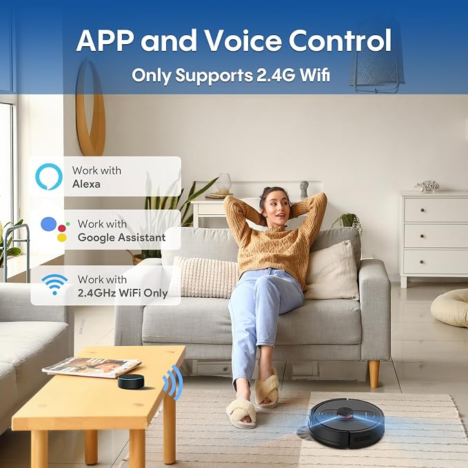 Robot Vacuum and Mop with Mapping, LiDAR Navigation Robotic Vacuums with 5000Pa, Self-Recharging, Wi-Fi/App/Alexa