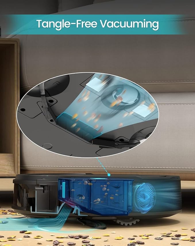 Robot Vacuum Cleaner, 120 Mins Runtime, Compact Design, Low Noise, Powerful Suction, Wi-Fi/App/Voice Control, Self-Charging