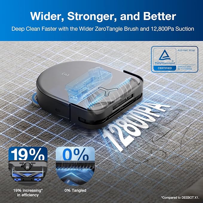 Robot Vacuum Cleaner DEEBOT X5 PRO Omni with All-in-one Station, 12.800Pa, ZeroTangle, TruEdge Adaptive Edge Mopping, 150°F