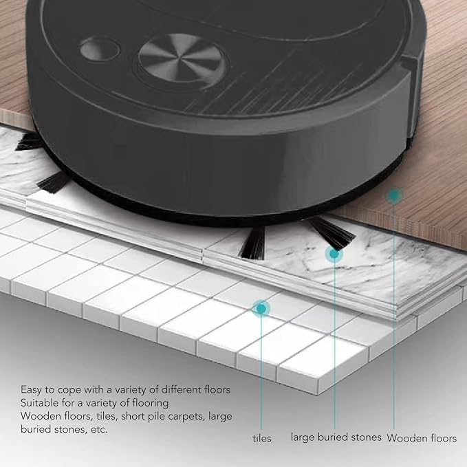 Robot Vacuum Cleaner, Mini Automatic Avoidance USB Charging Smart Sweeping Robot for Wooden Flooring for Carpet (Black)